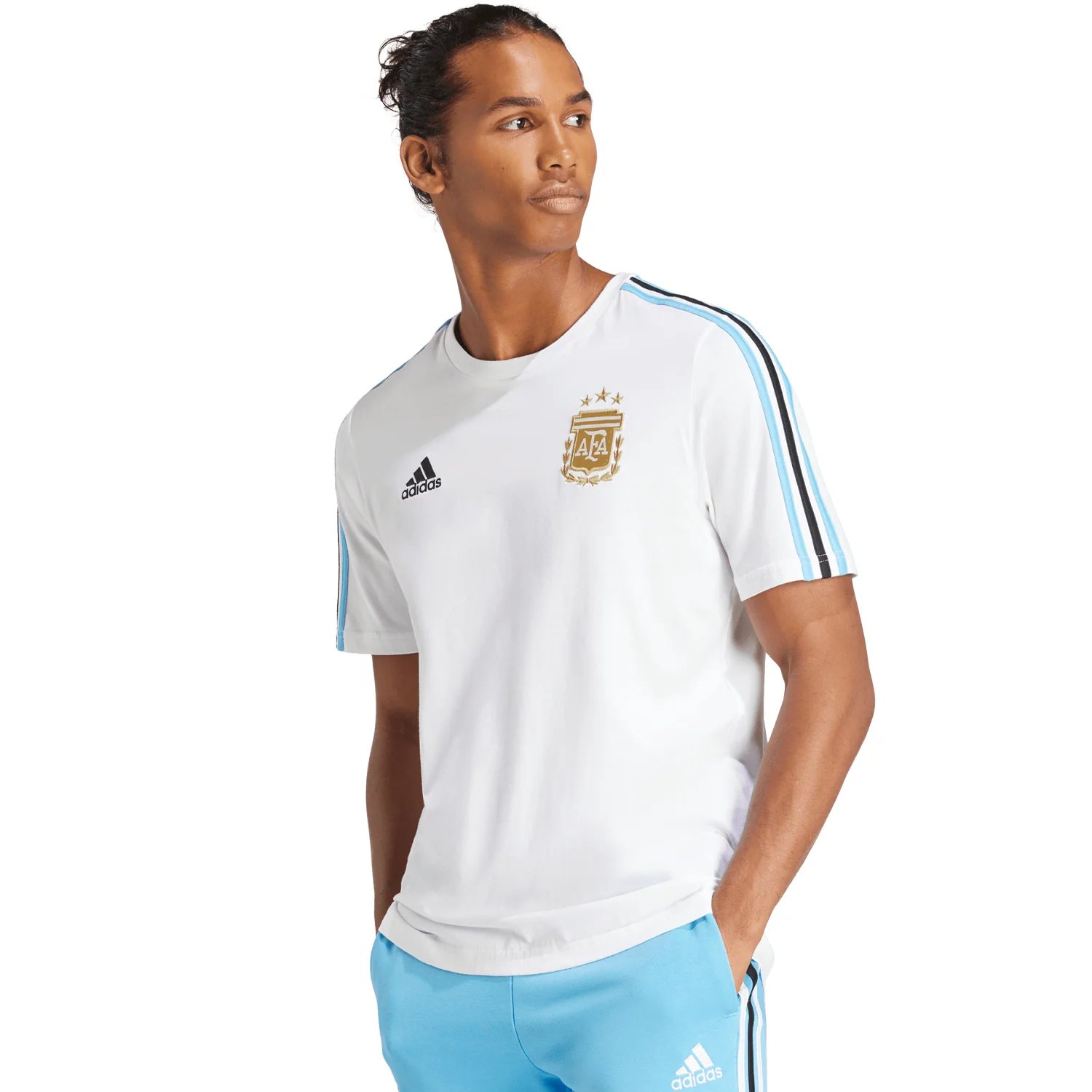 adidas Argentina Men's Short Sleeve 3-Stripe DNA Tee - Image 2