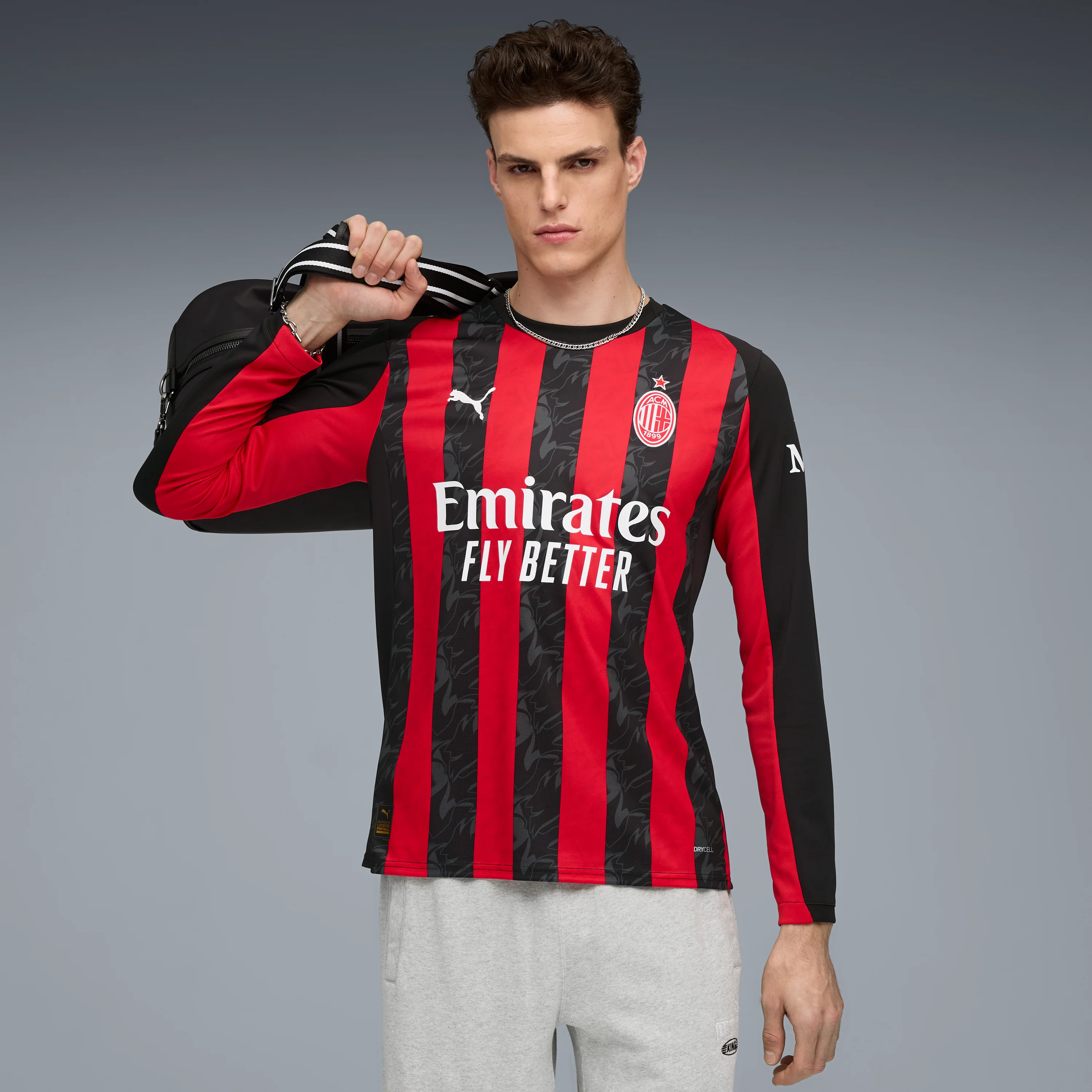 Puma AC Milan 2025-26 Men's Long Sleeve Home Stadium Jersey - Image 3