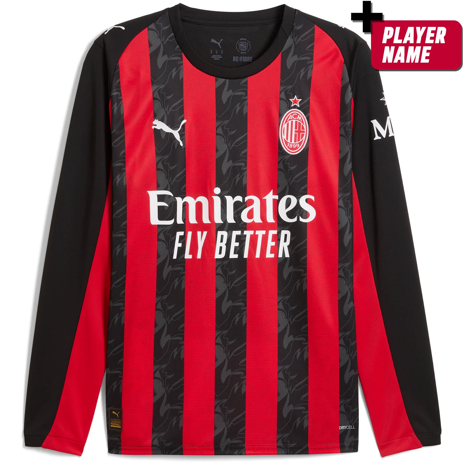 Puma AC Milan 2025-26 Men's Long Sleeve Home Stadium Jersey - Image 6